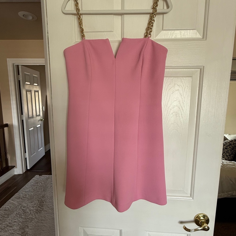 Rebecca Vallance gold chain straps Pink Dress